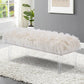 46 Inch White Bedroom Bench, Benches for Bedroom White Faux Fur Upholstered Bed end Bench, Tufting Ottoman Bench Indoor Bench with Acrylic Legs for Living Room Bedroom Entryway