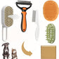 5 Pack Cat Steam Brush Kit - Pet Mist Water Brush for Dogs, Includes Steamy Brush, Undercoat Rake, Bath Brush, Flea Comb - Dynamic Dematting Tool
