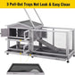 Aivituvin Rabbit Hutch Outdoor Rabbit Cage Indoor with Casters Bunny Cage Chikcen Coop for Small Animals with Pull-Out Tray(Grey)