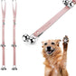 Leather Dog Doorbells for Door Knob/Potty Training/Go Outside, Length Adjustment Copper Dog Bell, Housetraining Hanging Bell, Pink Leather Silver Bells - 2 Pack