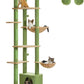 PEQULTI Tall Cat Tree, Floor to Ceiling Cat Tree Tower Adjustable [90.5''-100.4''=230-252CM] with Cat Condo, Cat Hammock and Scratching Post, Climbing Tree for Indoor Large Cats, Green