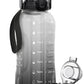 AQUAFIT 64 oz Water Bottle with Time Marker - 2in1 Straw & Chug Lid - BPA Free Big Water Bottle with Straw - Gym Water Bottle with Strap - Water Jug (64 Ounces, Midnight Gray)