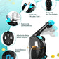 Mask Fins Snorkeling Gear for Adults, Full Face Snorkel Mask & Adjustable Swim Fins Snorkel Set, Panoramic View Snorkel Mask Dry Top Anti-Fog Anti-Leak