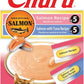 INABA Salmon Churu Cat Treats, Lickable, Squeezable Creamy Purée Cat Treat with Green Tea Extract & Taurine, 0.5 Ounces Each Tube, 10 Tubes, Salmon & Tuna Variety