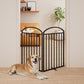 2 Panles Full Matel Freestanding Dog Gates with Door, 48"Extra Wide 36"Tall Free Standing Dog Pet Gate for Indoor & Outdoor. Foldable Pet Fences for Doorways, House, Stairs, Porch, Deck, Yard