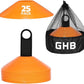 GHB Soccer Cones 25/50/100 Pack Disc Soccer Sport Cones Training Field Marker Agility Cones for Traffic, Basketball, Coaching, Practice Equipment Includes Cone Drills Guide