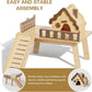 Wooden Hamster Platform and Dwarf Hamster House,Cute Syrian Hamster Tiny House Hideout,Large Balcony Lookout Holes,for Dwarf Gerbils and Mouse Mice Rat Other Small Animals(E)