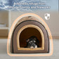 Jiupety Indoor Dog House, 2-in-1 Portable Foldable House Bed with Cover, Pet Tent & Cave Bed for Medium Dogs, XL(29"×21"×20"), Up to 44 Lb, Brown