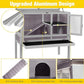 Aivituvin Wooden Guinea Pig Cages Indoor with Removable Stand, Anti Chewing Rabbit Hutch with Ramp and Wire Mesh, 2 Story Small Animals House Habitat with Pull Out Tray (Gray&Purple)
