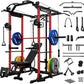 Mikolo Power Cage, Power Rack with Cable Crossover System, 1500LBS Squat Rack with LAT Pull Down System, Workout Cage with Pulley System for Fitness Home Gym