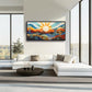 Extra Large Framed Abstract Boho Desert Wall Art, Sun Cactus Landscape Wall Decor Pictures for Living Room,Cacti Canvas Print Painting Modern Artwork Bedroom Office Bathroom Home Decor 60L x 30W