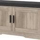2-Tier Storage Bench, Shoe Bench with Thickened Padded Seat Cushion, Entryway Bench with 2 Doors, Adjustable Shelf, 13.8" D x 37.4" W x 18.5" H, for Entryway, Living Room, Bedroom, Greige