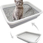 Collapsible Small Cat Litter Box, 14.6 x 10.6 x 4.8 inch Open Waterproof Low Entry Kitten Potty Pan Semi-Enclosed Pet Toilet for Sick Frail Kitty Grey