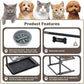 Elevated Slow Feeder Dog Bowls - Raised for Large Dogs, Adjustable Height, 2 Stainless Steel Bowls, Spill Proof Mat, Grey