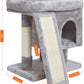 SYANDLVY Small Cat Tree for Indoor Cats, Cat Tower with Scratching Post, Modern Activity House for Large Cats, Condo with Board, Kittens Cave (Light Grey)