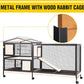 AIVITUVIN Rabbit Hutch Indoor with Metal Frame Rabbit Cage with Pull Out Tray No Leakage Bunny Cage with Wheel Guinea Pig Cage