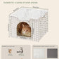 Cat Beds Indoor Kitten House, Handwoven Rattan Cat Cave Pet Cube, Large Cat Houses, One Bed Mat, Foldable, Hideaway, 16.5x16.5x13.2 Inches, 2 S-Shaped Hooks in Living Room Bedroom White