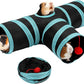 Rypet Guinea Pig Tunnel, 3 Way Collapsible Rabbit Tunnel, Small Pet Tunnels and Tubes with Interactive Ball for Rabbit Ferret Hamster Chinchilla Hedgehog Hiding and Resting