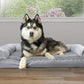 Furhaven Cooling Gel Dog Bed for Large Dogs w/ Removable Bolsters & Washable Cover, For Dogs Up to 95 lbs - Plush & Suede Sofa - Gray, Jumbo/XL