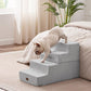 Made4Pets Dog Steps for Bed, Extra Wide Dog Stairs for High Bed Couch Sofa, 35D Foam Pet Steps for Small Dogs and Cats, Non-Slip Bottom Pet Stairs, Light Grey, 4 Steps