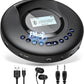 ARAFUNA Portable CD Player Bluetooth with FM Radio, 2000mAh Rechargeable CD Player for Car with LCD Screen, Anti Shock Protection Compact Player with Headphone, AUX Cable