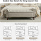 58.1'' Storage Bench Upholstered Linen End of Bedroom Bed Bench Ottoman with Tufted Cushioned Rolled Arm Large Storage Space for Reading Living Room Entryway, Light Brown