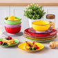 vancasso Bonita Dinnerware Set Muticolor Stoneware 12 Pieces Service for 4, Handpainted Spirals Pattern Stoneware Plates and Bowls Set