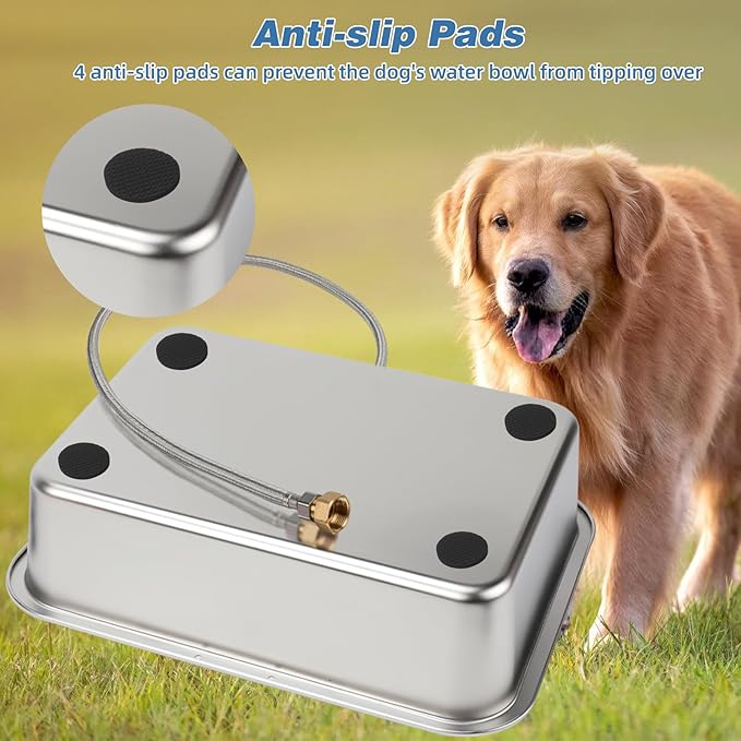 YUEPET 5 Gallon Auto Dog Water Bowl Dispenser Outside Automatic Water Dispenser for Large Dogs Stainless Steel Auto-Fill Dog Waterer Feeder with Float Valve for Pets Indoor Outdoor Use