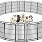 Dog Playpen Outdoor 24 Panels Heavy Duty Dog Fence 47" Height with Thick Pipe Anti-Rust with Doors Portable for RV Camping Yard, Total 54FT, 227 Sq.ft, Snowy Black