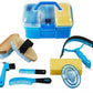 Cunhill 9 Pieces Horse Grooming Kit Tack Room Supplies Set with Organizer Tote Box, Oval Massage Curry, Hard and Soft Brush, Hoof Pick, Sweat Scraper, Bathing Sponge, Combs for Horse Riders Beginners