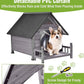 GUTINNEEN Insulated Dog House Outdoor, Waterproof Dog Kennel with Anti-Bite Design, Asphalt Roof, Elevated Base, PVC Curtain, for Small to Medium Dogs - Grey