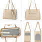 Stylish Dog Purse Carrier, Leather Pet Carrier Bag for Small Dogs Cats Puppy, Airline Approved Soft-Sided Carrier Ivory