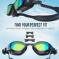 Swimming Goggles, No Leaking Swim Pool Goggles for Adults with Fog-Resistant, UV-Blocking Lenses for Men Women Youth