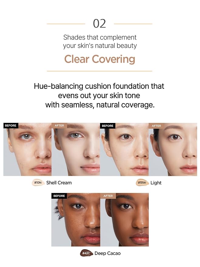 JUNG SAEM MOOL Essential Skin Nuder Cushion 17C Fair Pink 0.49 Fl Oz, No Refill, Natural Radiant Finish Cushion Foundation with Buildable Coverage, Lightweight Texture, Korean Foundation Makeup