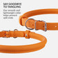 CollarDirect Rolled Leather Dog Collar, Soft Padded Round Puppy Collar, Handmade Genuine Leather Collar Dog Small Large Cat Collars 13 Colors (18-22 Inch, Orange Smooth)