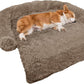 Calming Dog Bed Fluffy Plush Dog Mat for Furniture Protector with Removable Washable Cover for Large Medium Small Dogs and Cats (Medium(41x37x6), Camel)