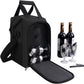 ALLCAMP 4 Bottle Wine Gift Bag - Insulated Tote Cooler, Adjustable Strap, Includes 4 Wine Glasses, Napkins & Corkscrew, Portable Travel Gifting (Black)