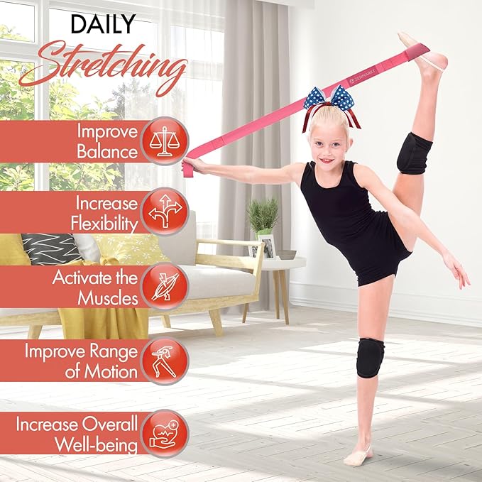 Stretching Strap for Cheer – Flexibility Stunt Strap for Cheerleaders – Durable Cheer Stretching Bands for Improved Flexibility, Range of Motion – Essential Cheer Accessories