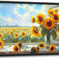 Large Sunflower Wall Art for Living Room, Framed Oversized Flower Field Wall Decor Nature Landscape Canvas Painting Modern Artwork for Living Room Bathroom Bedroom Office Dining Room 36"x24"