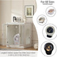 Cat Litter Robot Enclosure with Cat-Observant Glass Doors,Litter Robot Cabinet with Cozy LED for Cats,Reversible and Optional Entry(Left or Right),Power Outlet for More Choice, (White)