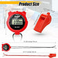 48 Pcs Digital Stopwatch Timer Plastic Whistle Bulk for Sports Coaches Referee Waterproof Watch Timer Whistle with Lanyard Multi Function Electronic Fitness Date Alarm (Red)