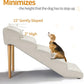 Senneny Imitation Linen Faux Leather Dog Stairs, for Pets up to 150 lbs, Waterproof, Scratch Resistant Pet Steps/Stairs with High Density Foam and Detachable Wooden Legs, Light Beige Linen, 5 Step