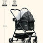 Pet Stroller for Small Dogs and Cats, One-Click Foldable Dog Stroller with Detachable Carrier & 3 Safety Tethers, Holds up to 33 lbs, Storage Basket & Cup Holder, Breathable Mesh, Black