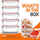 Nutrichef 10-Piece Glass Food Containers - Stackable Superior Glass Meal-prep Storage Containers, Newly Innovated Leakproof Locking Lids w/Air Hole, Freezer-to-Oven-Safe (Red)