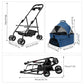 Pet Stroller, 4 Wheels Dog Cat Carrying Cart, Foldable Puppy Carrier with Storage Bag and Detachable Grid Structure for Small/Medium Dogs Cats Up to 44Lbs (Blue)