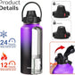 Water Bottle Insulated 32oz 40oz 64oz 128oz Straw Lid Spout Lid & 3 Lids, Leak Proof, Vacuum Insulated,Stainless Steel Water Bottle Wide Mouth for Sports, Gym or Office