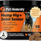 Senior Hemp Hip & Joint Supplement for Dogs - Dog Joint Supplement with Hemp Oil & Powder, Glucosamine, Collagen, MSM & Green Lipped Mussel - Mobility for Senior Dogs (Chicken 90)