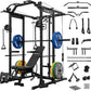 Mikolo Power Cage, Power Rack with Cable Crossover System, 1500LBS Squat Rack with LAT Pull Down System, Workout Cage with Pulley System for Fitness Home Gym