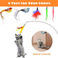 Cat Feather Toys, 10PCS Toys with Super Suction Cup, 2PCS Detachable Wand & 6PCS Replacement Teaser Refills, Interactive Indoor Cat Play