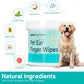 Ear Cleaner Finger Wipes for Dog & Cat [Finger Casing Design][Pet Ear Wipes with Tweezers] for Controlling Ear Infections and Ear Odor Reduce ear wax buildup Natural Ingredients Dog Ear Wipes